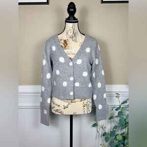 Sincerely Jules Cropped Polka Dot Sweater Cardigan Size Medium NWT